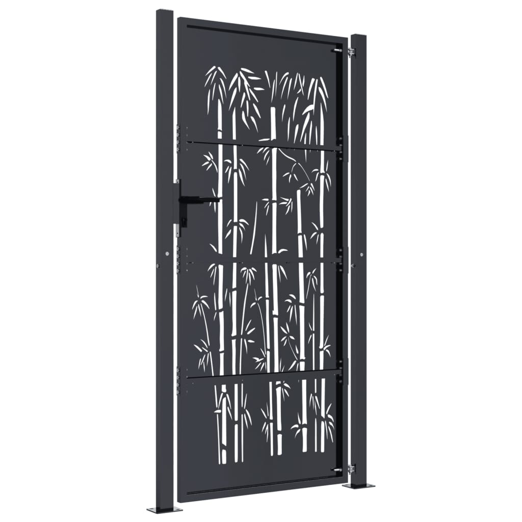 vidaXL Portail de jardin anthracite 105x205 cm acier design de bambou