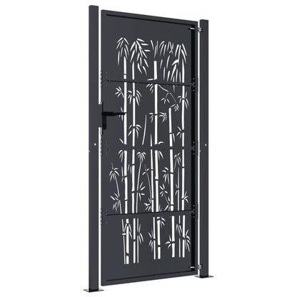 vidaXL Portail de jardin anthracite 105x205 cm acier design de bambou