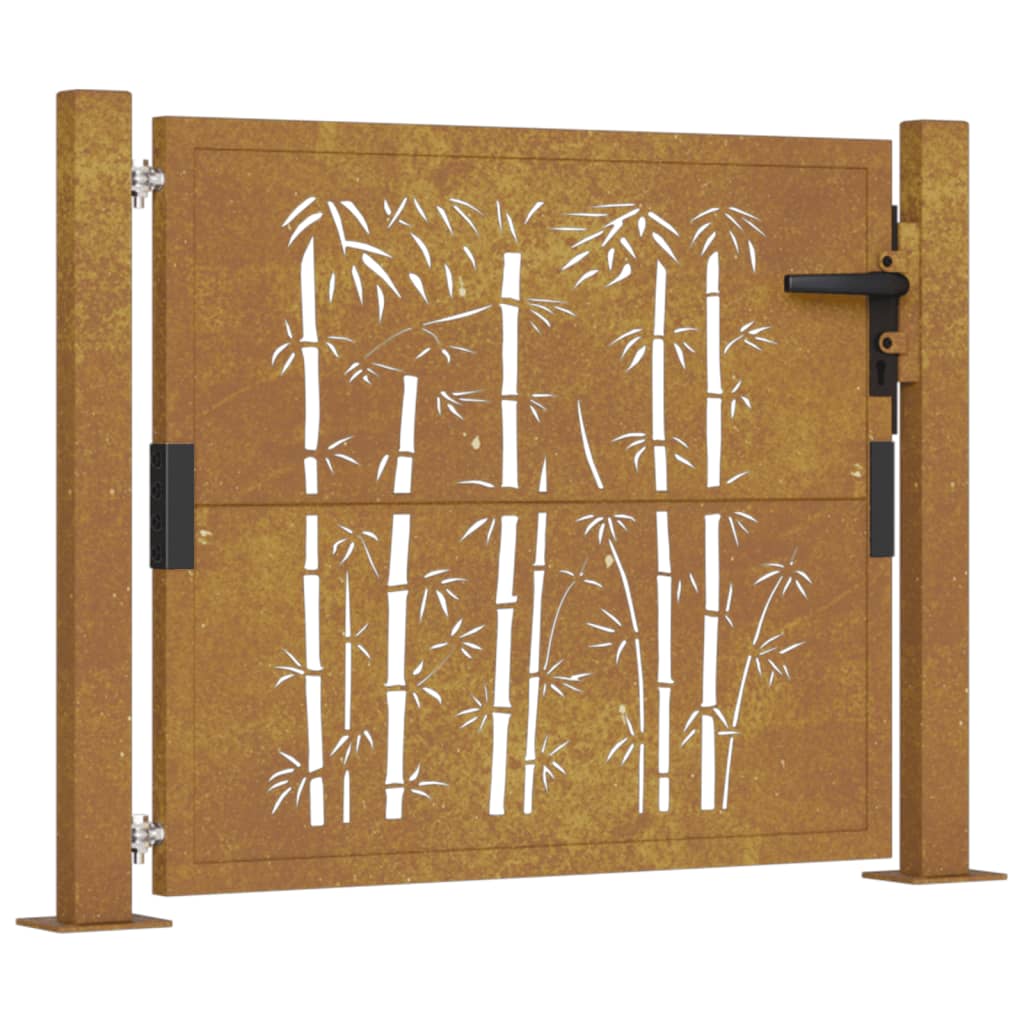 vidaXL Portail de jardin 105x80 cm acier corten design de bambou