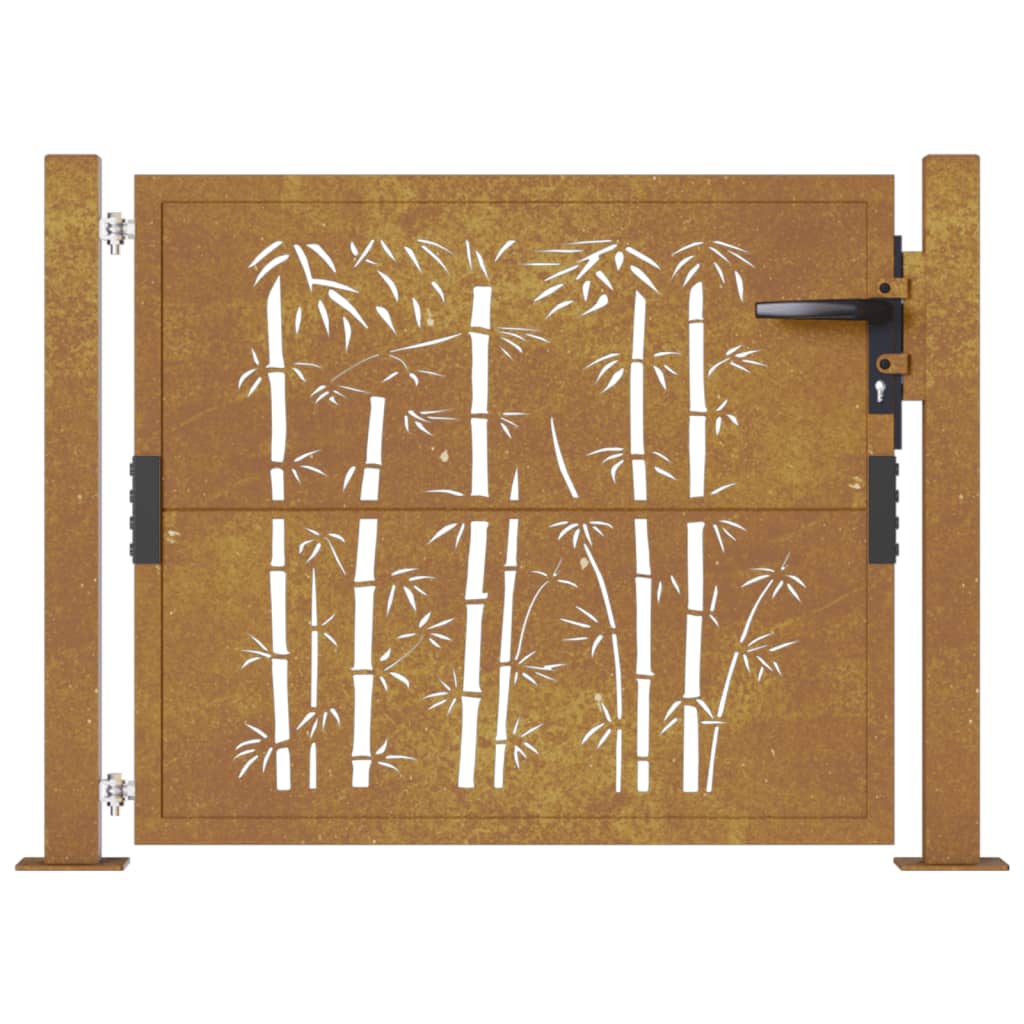 vidaXL Portail de jardin 105x80 cm acier corten design de bambou