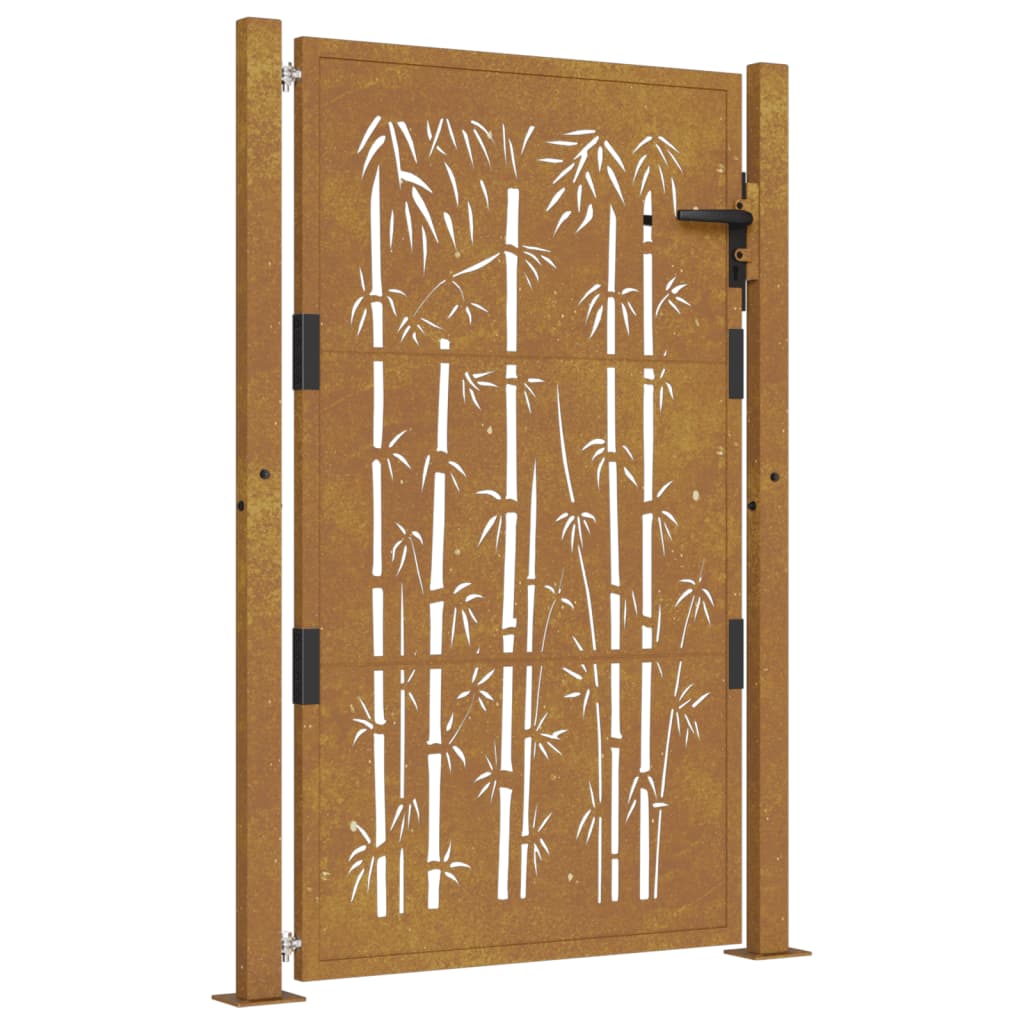 vidaXL Portail de jardin 105x130 cm acier corten design de bambou