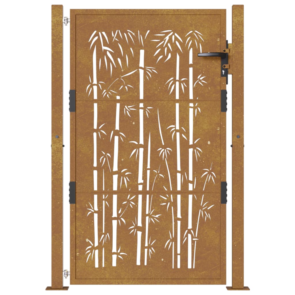 vidaXL Portail de jardin 105x130 cm acier corten design de bambou
