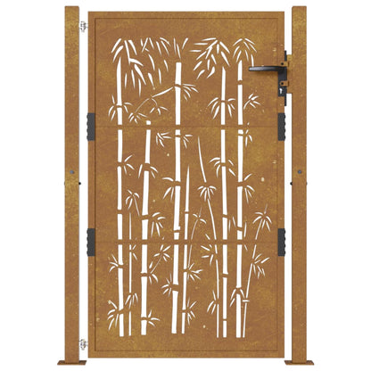 vidaXL Portail de jardin 105x130 cm acier corten design de bambou