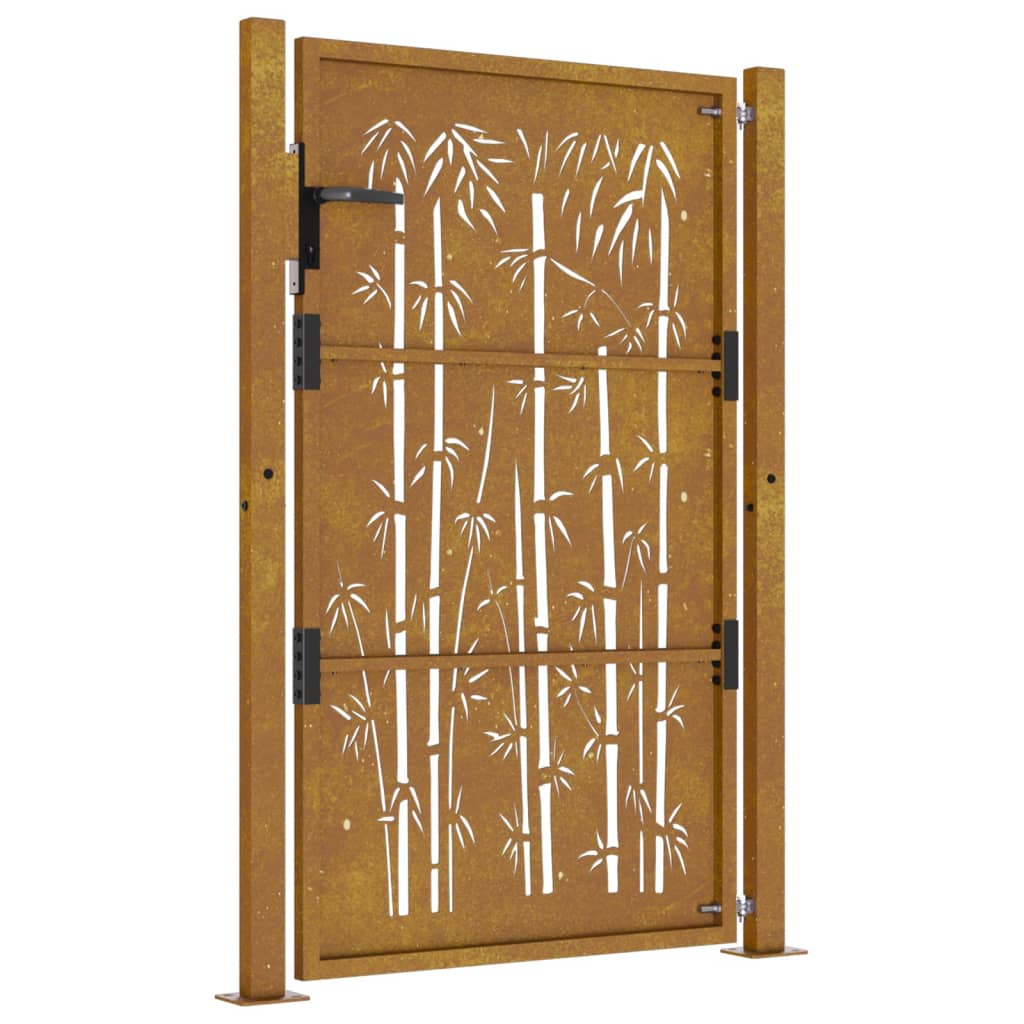 vidaXL Portail de jardin 105x130 cm acier corten design de bambou