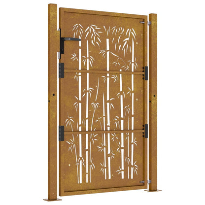 vidaXL Portail de jardin 105x130 cm acier corten design de bambou