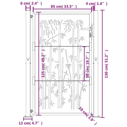 vidaXL Portail de jardin 105x130 cm acier corten design de bambou
