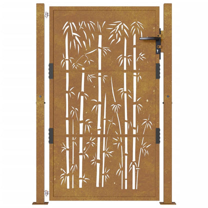 vidaXL Portail de jardin 105x155 cm acier corten design de bambou