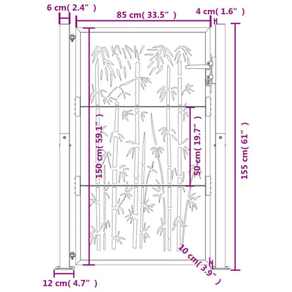 vidaXL Portail de jardin 105x155 cm acier corten design de bambou