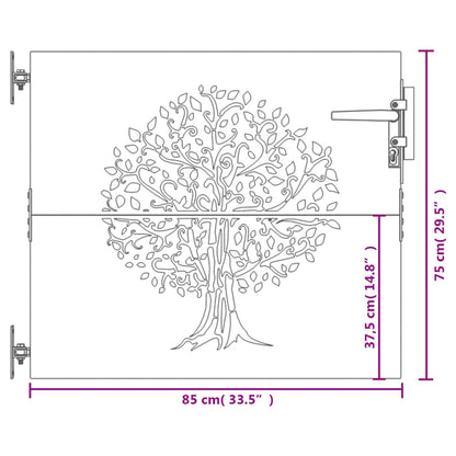 vidaXL Portail de jardin 85x75 cm acier corten conception d'arbre
