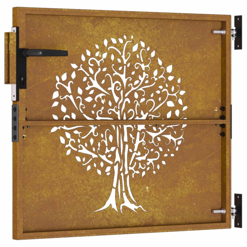 vidaXL Portail de jardin 85x100 cm acier corten conception de l'arbre