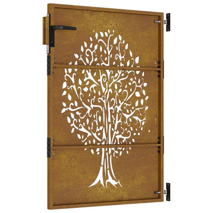 vidaXL Portail de jardin 85x150 cm acier corten conception de l'arbre