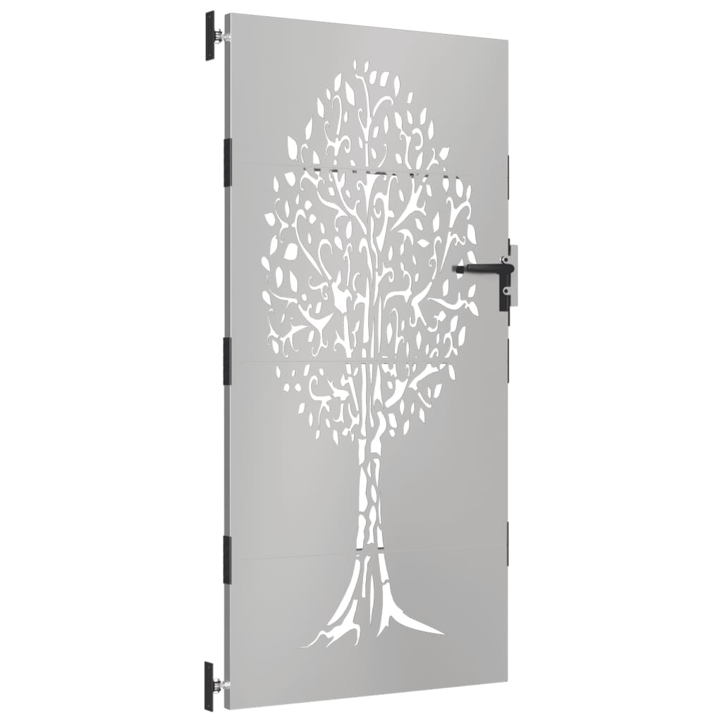 vidaXL Portail de jardin 85x175 cm acier corten conception de l'arbre