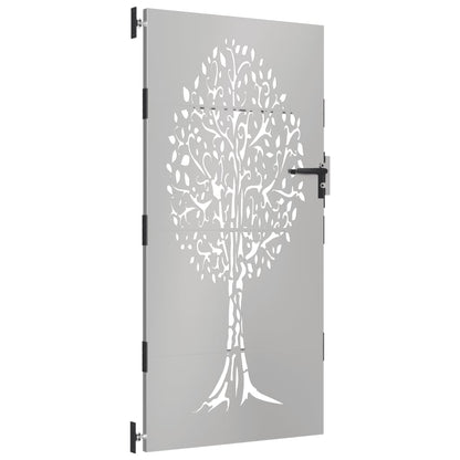 vidaXL Portail de jardin 85x175 cm acier corten conception de l'arbre