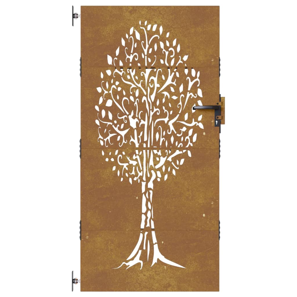 vidaXL Portail de jardin 85x175 cm acier corten conception de l'arbre