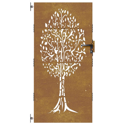 vidaXL Portail de jardin 85x175 cm acier corten conception de l'arbre
