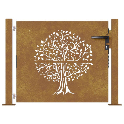 vidaXL Portail de jardin 105x80 cm acier corten conception de l'arbre