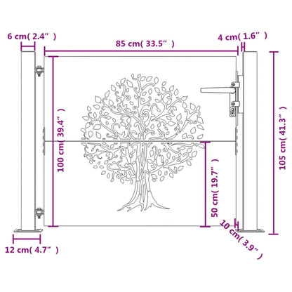 vidaXL Portail de jardin 105x105 cm acier corten conception de l'arbre