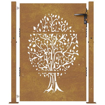 vidaXL Portail de jardin 105x130 cm acier corten conception de l'arbre