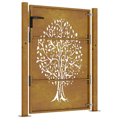 vidaXL Portail de jardin 105x130 cm acier corten conception de l'arbre