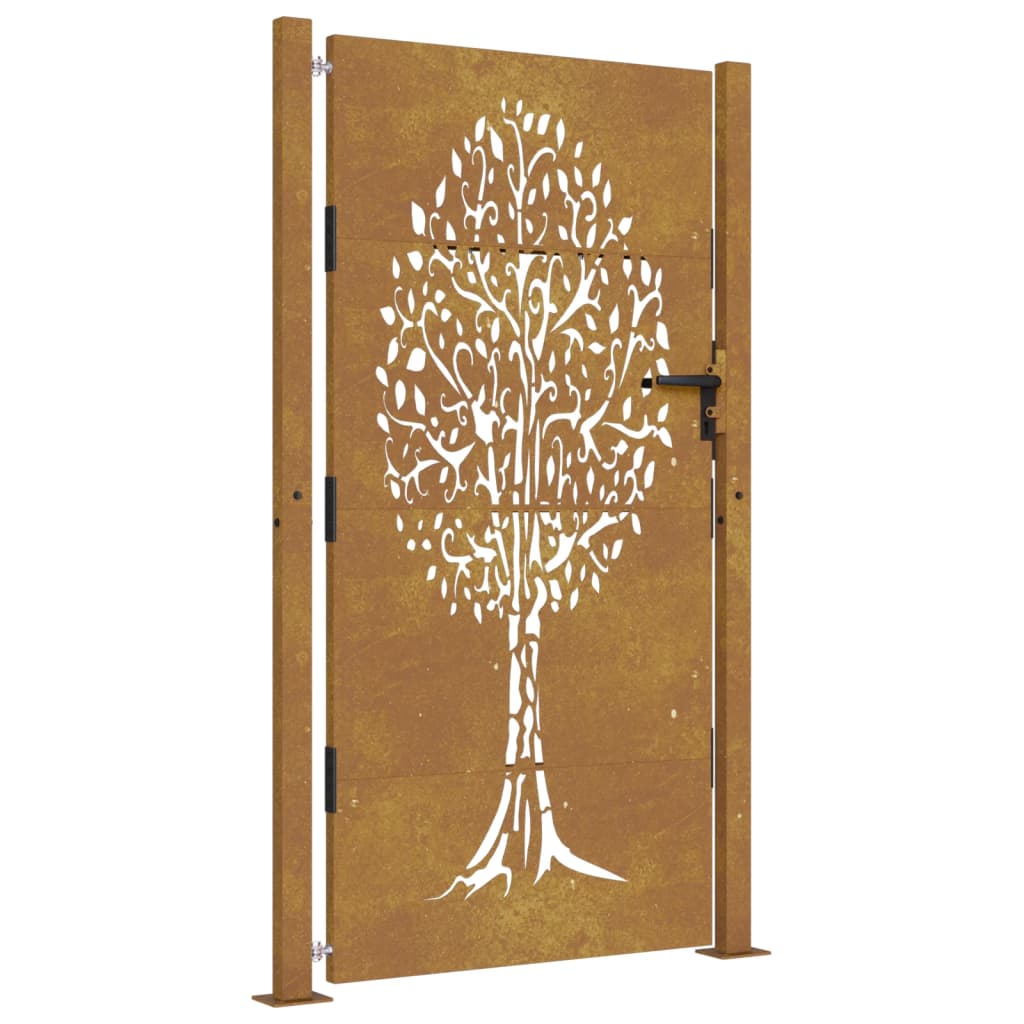 vidaXL Portail de jardin 105x180 cm acier corten conception de l'arbre
