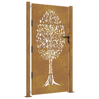 vidaXL Portail de jardin 105x180 cm acier corten conception de l'arbre