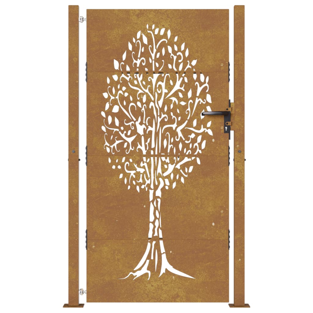 vidaXL Portail de jardin 105x180 cm acier corten conception de l'arbre