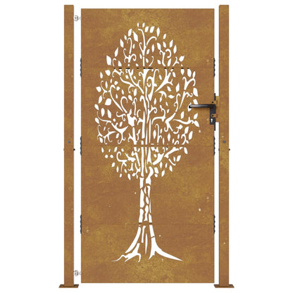 vidaXL Portail de jardin 105x180 cm acier corten conception de l'arbre