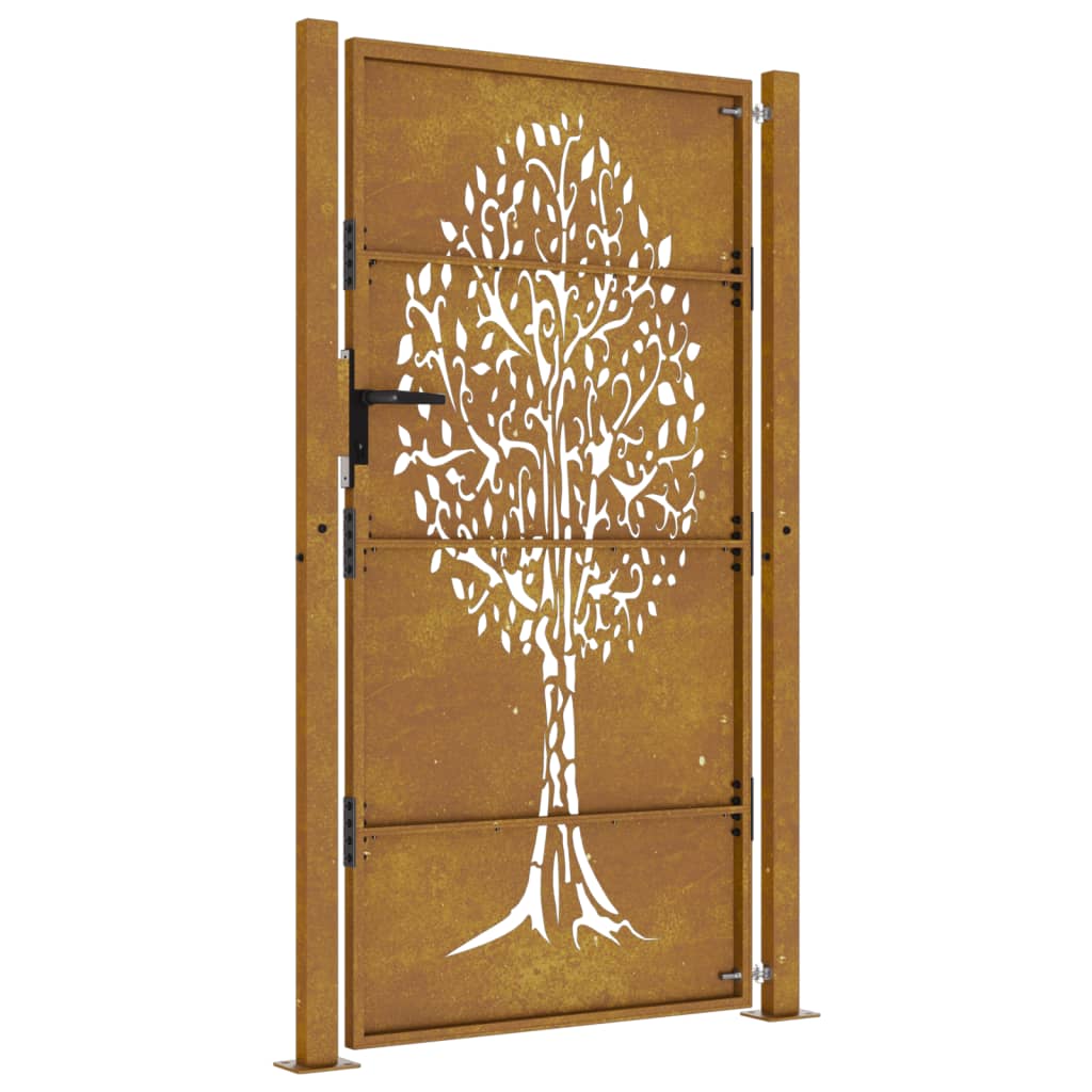 vidaXL Portail de jardin 105x180 cm acier corten conception de l'arbre