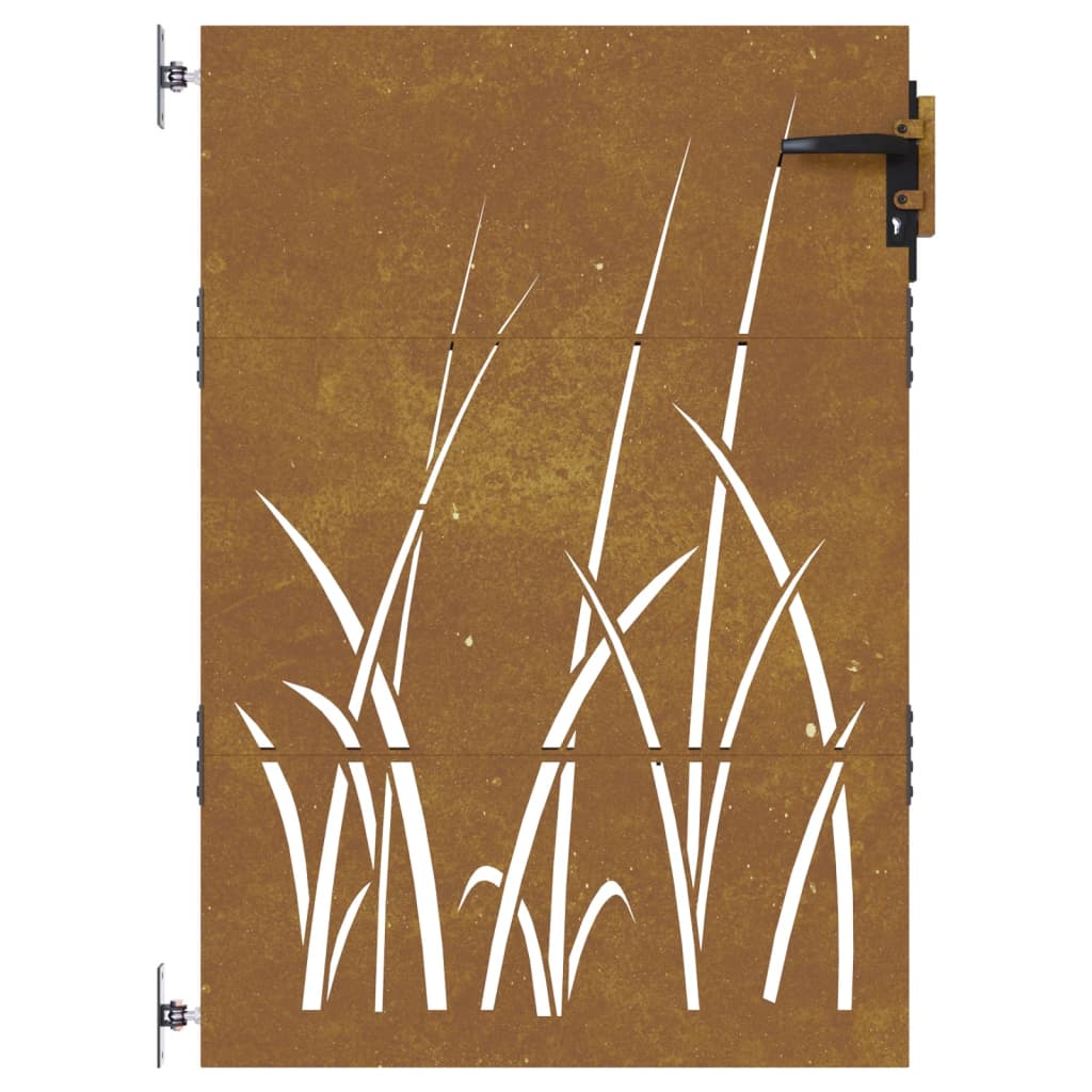 vidaXL Portail de jardin 85x125 cm acier corten conception d'herbe