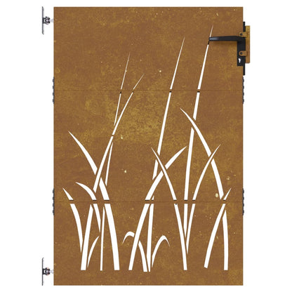 vidaXL Portail de jardin 85x125 cm acier corten conception d'herbe