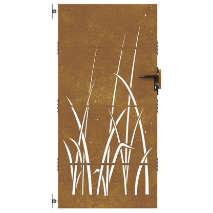 vidaXL Portail de jardin 85x175 cm acier corten conception d'herbe