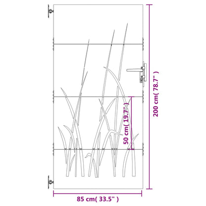vidaXL Portail de jardin 85x200 cm acier corten conception d'herbe