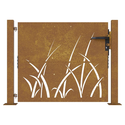 vidaXL Portail de jardin 105x80 cm acier corten conception d'herbe