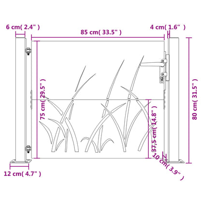 vidaXL Portail de jardin 105x80 cm acier corten conception d'herbe