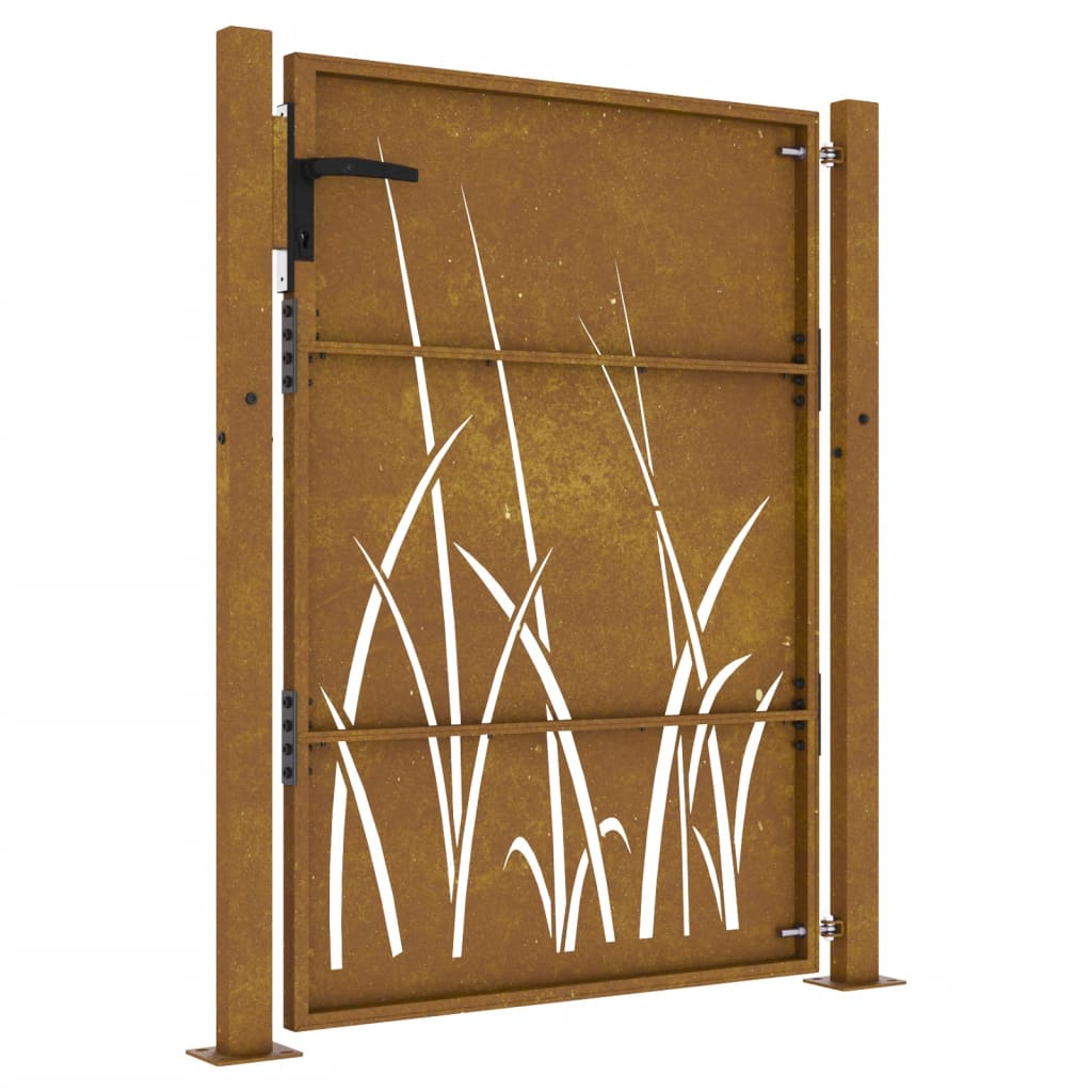 vidaXL Portail de jardin 105x155 cm acier corten conception d'herbe