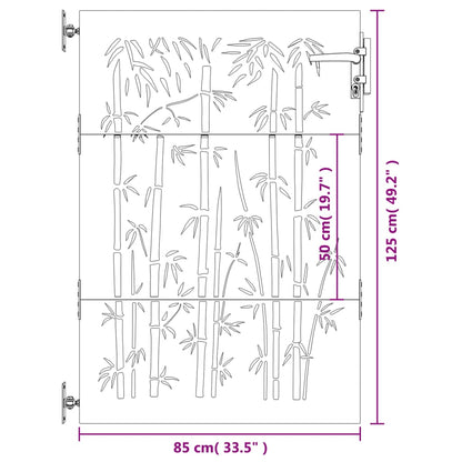vidaXL Portail de jardin 85x125 cm acier corten design de bambou