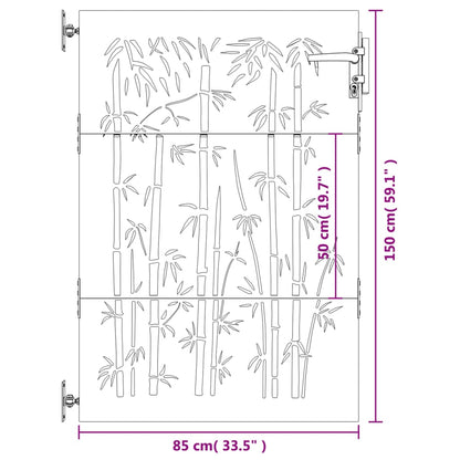 vidaXL Portail de jardin 85x150 cm acier corten design de bambou