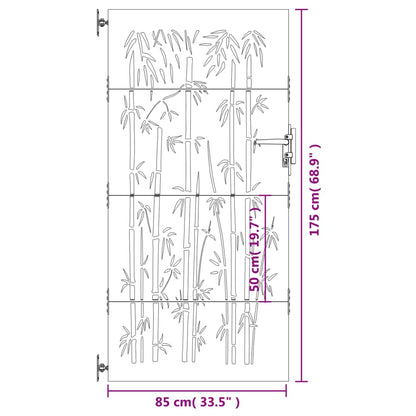 vidaXL Portail de jardin 85x175 cm acier corten design de bambou