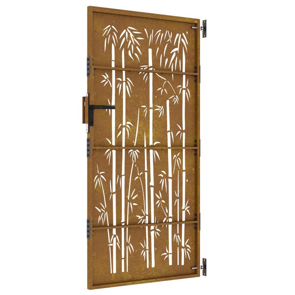 vidaXL Portail de jardin 85x200 cm acier corten design de bambou