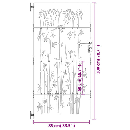 vidaXL Portail de jardin 85x200 cm acier corten design de bambou