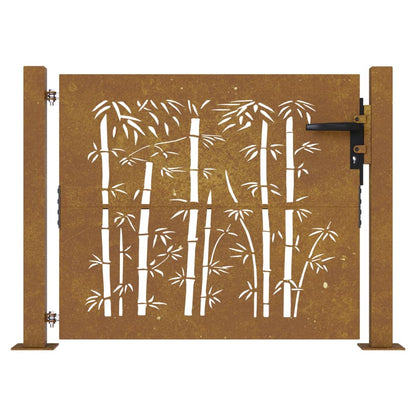 vidaXL Portail de jardin 105x80 cm acier corten design de bambou
