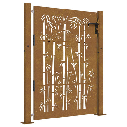 vidaXL Portail de jardin 105x155 cm acier corten design de bambou