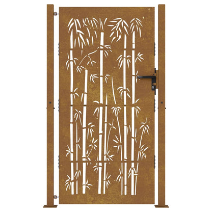 vidaXL Portail de jardin 105x180 cm acier corten design de bambou