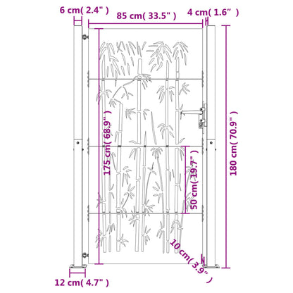 vidaXL Portail de jardin 105x180 cm acier corten design de bambou