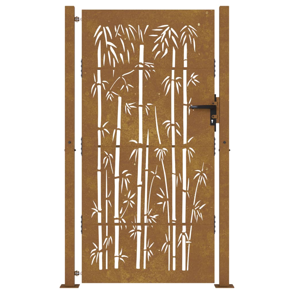 vidaXL Portail de jardin 105x205 cm acier corten design de bambou