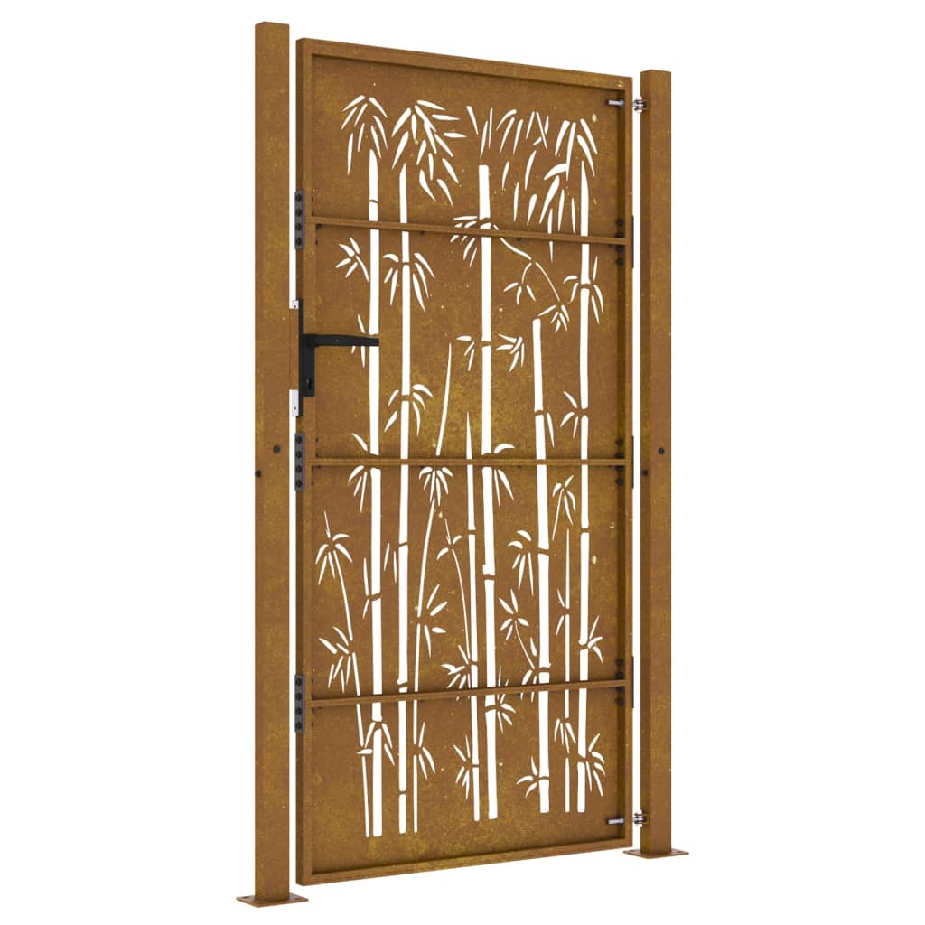 vidaXL Portail de jardin 105x205 cm acier corten design de bambou