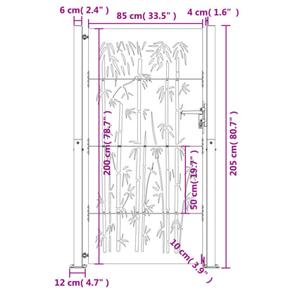 vidaXL Portail de jardin 105x205 cm acier corten design de bambou