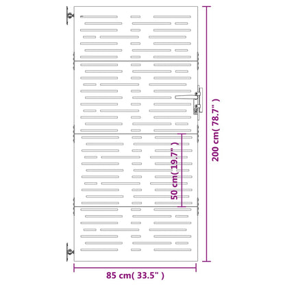 vidaXL Portail de jardin 85x200 cm acier corten conception de carré
