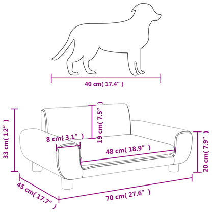vidaXL Lit pour chien gris foncé 70x45x33 cm velours