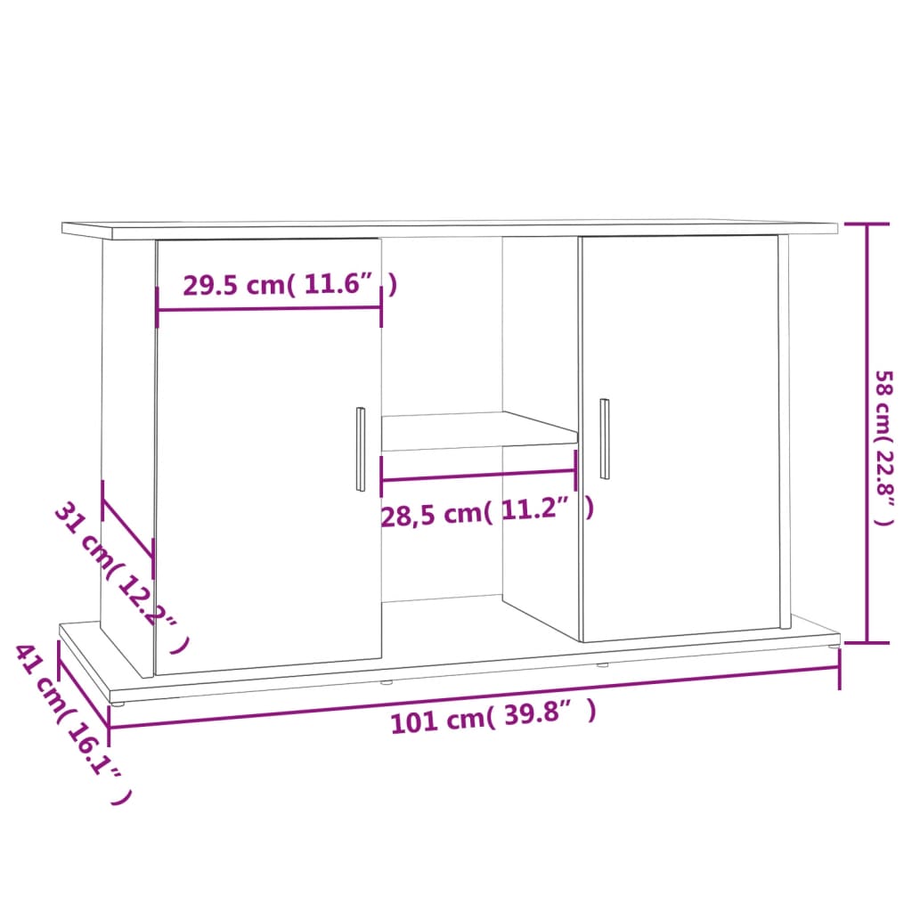 vidaXL Support pour aquarium chêne fumé 101x41x58 cm bois d'ingénierie